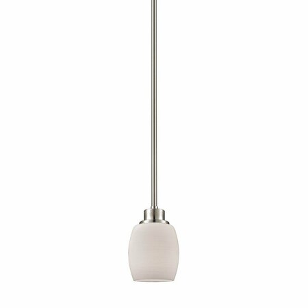THOMAS LIGHTING Casual Mission 1-Light Pendant In Brushed Nickel With White Lined Glass CN170152